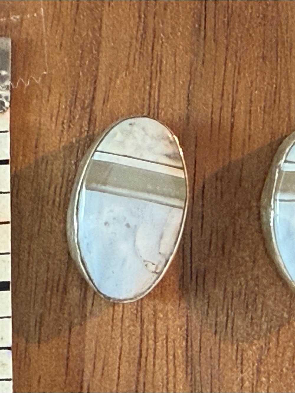 Bezel Set Blue Opal Stone Post Earrings